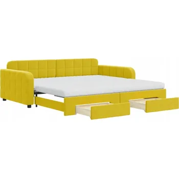 Pohovka Rozkládací pohovka s úložným prostorem, žlutá, 223 x 110 x 71 cm