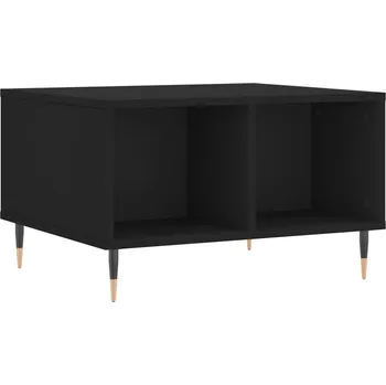 Konferenční stolek Konferenční stolek s přihrádkami, dřevěný materiál, kovové nohy, černý, 60x50x