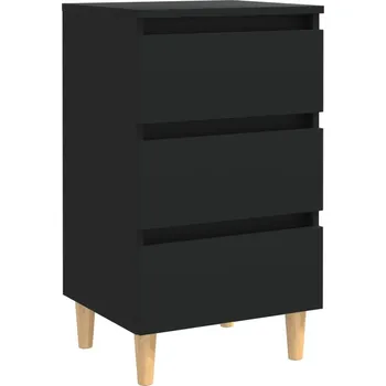 Noční stolek Noční stolek skandinávský, 3 zásuvky, černý, 40x35x69 cm, eukalyptové dřevo