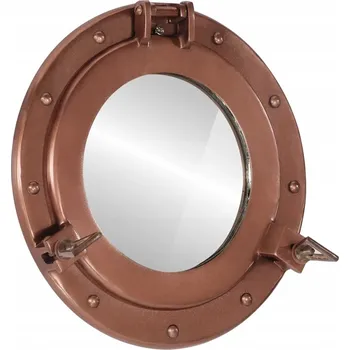 Zrcadlo Zrcadlo ve tvaru lodního okna, měděný hliník, průměr 30 cm