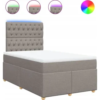 Postel Kontinentální postel 200x120 cm taupe s nastavitelným čelem a LED osvětlením