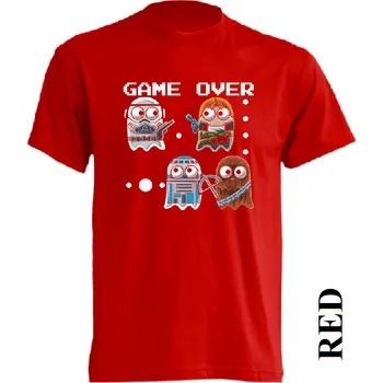 levne-bavlnene-tricko-potisk-pacman Barva: Red - červená, velikost: 4XL