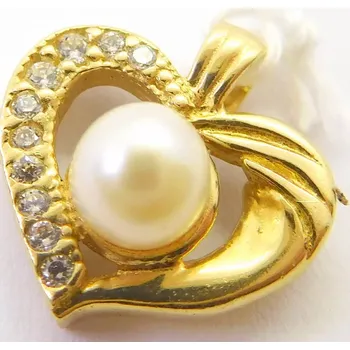 Přívěsek Klenoty Budín Dámský zlatý přívěsek se zirkony a perlou zamilované srdíčko 585/1,18gr HK3269 (Klenoty Budín Dámský zlatý přívěsek se zirkony a perlou zamilované srdíčko 585/1,18gr HK3269)