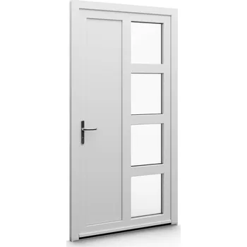 Vchodové dveře ALUPLAST Plastové jednokřídlové hlavní vchodové dveře bílé 19 Otvírání: Pravé, Šířka v cm: 85, Výška v cm: 200