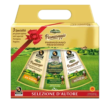 Dárkový potravinový koš Gran terre parmareggio parmazán dárkové balení 3ks 600g
