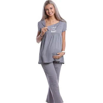 Dámské noční prádlo Luxusní těhotenské a kojící pyžamo 1D0996 šedá l
