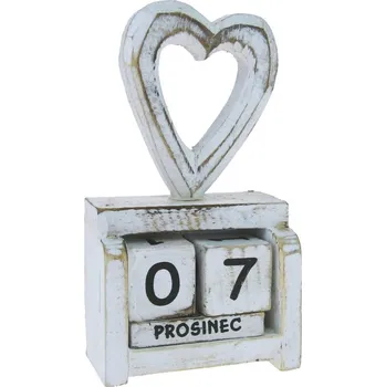 Kalendář Věčný kalendář se srdcem 13 cm (Věčný dřevěný kalendář)