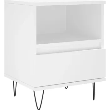 Noční stolek Bílá noční stolek 40 x 35 x 50 cm, materiál: dřevotříska, kovové nohy