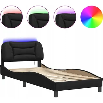 Postel Rám postele s LED podsvícením černý, 218 x 85 x 74,5 cm, pro matraci 80 cm