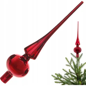 Vánoční dekorace Skleněná špička na vánoční stromek Bordó - 26 cm