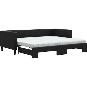Pohovka Černá rozkládací lenoška 2 v 1 s matracemi 213 x 100 x 68 cm