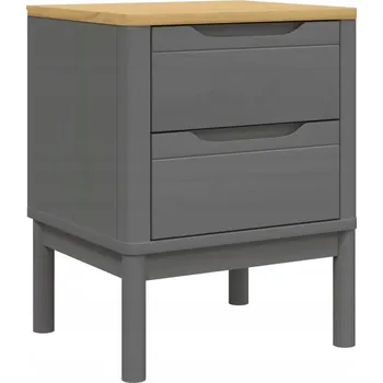 Noční stolek Noční stolek FLORO z masivního borovicového dřeva, šedý, 45 x 39 x 57 cm