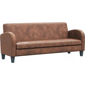 Pohovka Třímístná pohovka z umělé semišové kůže, hnědá, 183x70x76 cm