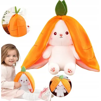 plyšák PLYŠÁK KRÁLÍK 25 CM S MRKVÍ, UŠI, MĚKKÁ HRAČKA PRO DĚTI