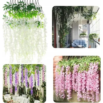 umělá květina Wisteria Umělé Květy Girlanda Vistárie Květy Závěsná Dekorace 12 ks