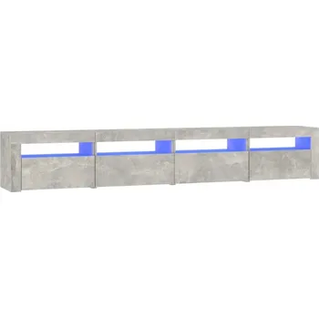 Televizní stolek TV stolek s RGB LED osvětlením, dřevotříska, šedá Betonu, 240x35x40