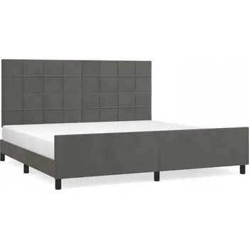 Postel Rám postele s čelem, sametový tmavě šedý, 203 x 206 x 118/128 cm