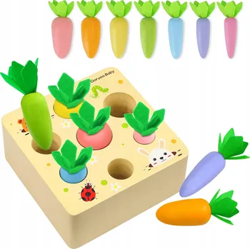 Dřevěná hračka Montessori Hračka Třídič Kostek Dřevěná Mrkev