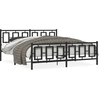 Postel Černý kovový rám postele 219x187x91 cm s čelem a nožní deskou