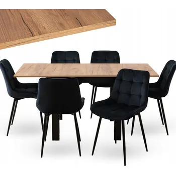 Jídelní stůl Rozkládací stůl se židlemi do kuchyně, jídelny nebo obývacího pokoje – sada 6 kusů