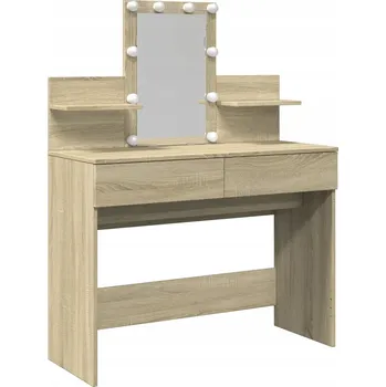 Toaletní stolek Toaletní Stolek se zrcadlem a LED osvětlením, dub sonoma, 100x40x130 cm