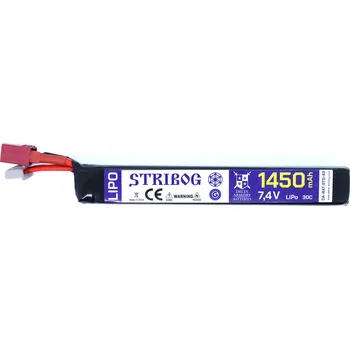 Airsoft Airsoftová baterie LiPo 1450mAh LiPo 7.4V 30C zkrácený kabel pro Stribog s T-plug Delta Armory