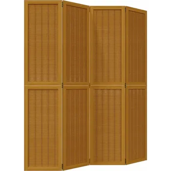 Paraván Paraván z bambusu a dřeva paulovnie, 4 panely, 140-145 x 180 cm, hnědý