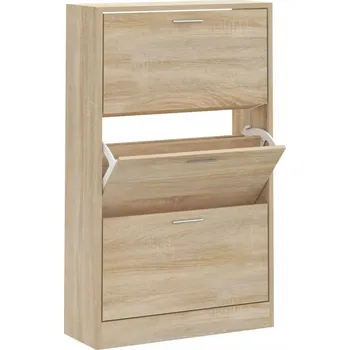 Botník Botník se 3 výklopnými zásuvkami, dub sonoma, 63x24x103 cm