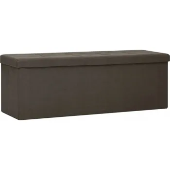 Zahradní lavice Lavice s úložným prostorem MDF, potah z umělého lnu, 110x38x38 cm, tmavě hnědá