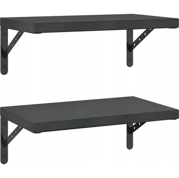 police Černá nástěnná police z nerezové oceli 50 x 30 x 3 cm