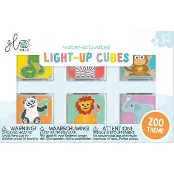 Hračka pro nejmenší Glo Pals, Svítící senzorické kostky do vody 6 kusů - Zvířátka