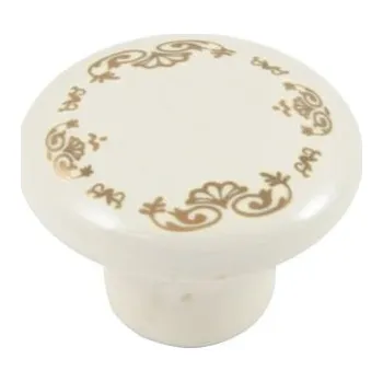 Nábytkové kování 81035 knopka 38mm porcelánslon. kost zlatý ornament (Nábytková knopka 38 o průměru 38 mm. Praktický doplněk do interiéru.)
