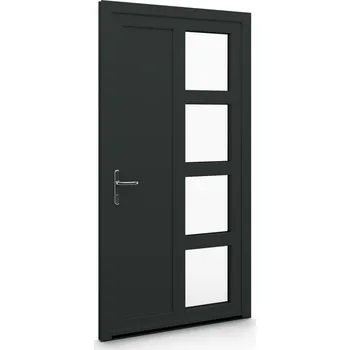 Vchodové dveře ALUPLAST Plastové jednokřídlové hlavní vchodové dveře antracit/bílé 19 Otvírání: Pravé, Šířka v cm: 85, Výška v cm: 200