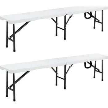 Zahradní sestava FurniGO Sada 2 skládacích lavic 180 cm - bílá