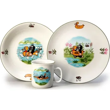 Jídelní set Thun 1794 Krteček a kačenka, dětská porcelánová souprava, Thun, 3 ks