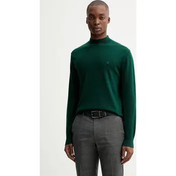 Pánský svetr Vlněný svetr Calvin Klein pánský, zelená barva, LV04LE309G 79X, vel. S