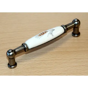 Nábytkové kování 11009 úchytka rozteč 96mm staré stříbro - porcelánový klásek (Nábytková úchytka s roztečí 96 mm. Jednoduchý a funkční doplněk do interiéru.)