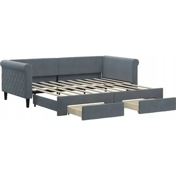 Pohovka Rozkládací pohovka 2 v 1 se zásuvkami, tmavě šedá, 219 x 100 x 68 cm