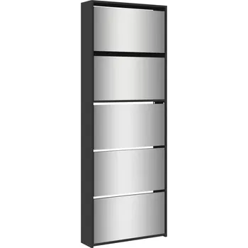 Botník Botník, 5-patrový, černý, 63 x 17 x 169,5 cm, dřevoplast