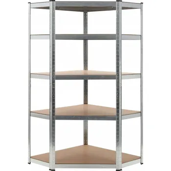 Dílenský regál Rohový regál z pozinkované oceli, 90x90x180 cm, stříbrný