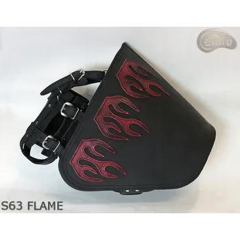 Zavazadlo na motocykl Kožená boční Brašna na motorku S63 FLAME s rukojetí HD Softail SAKO