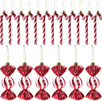 Vánoční dekorace SADA PŘÍVĚSKŮ LÍZÁTKA BONBÓNY NA VÁNOČNÍ STROMEČEK VÁNOČNÍ ozdoba vánoční baňky 18 KS