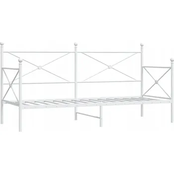Zahradní lehátko Bílé ocelové lehátko 208 x 96 x 107 cm s úložným prostorem