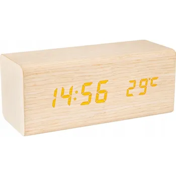 Budík Budík digitální dřevo světlé+teploměr OC06