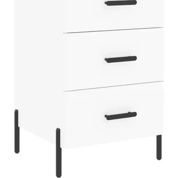 Noční stolek Noční stolek z dřevěného materiálu s kovovými nohami, bílý, 40x40