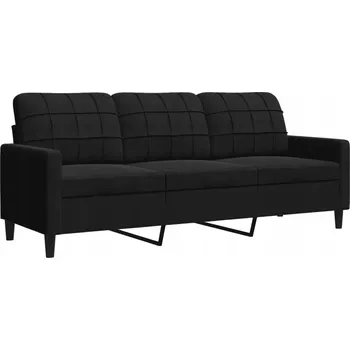 Pohovka Třímístná pohovka, černá, 180 cm, čalouněná sametem