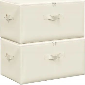 Úložný box Skládací úložné boxy, krémové, 43x34x23 cm, Polyester a Pol