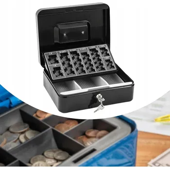 Trezor Kasička na PENÍZE Mince Bankovky Drobné Skříňka Trezor Schránka Klíče