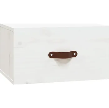 Noční stolek Závěsný Noční Stolek z Masivního Borovicového Dřeva, Bílý 40x29,5x22 cm