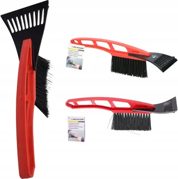 Autoškrabka Bezpečná škrabka na okna s kartáčem DUNLOP 2v1 Nepoškrábe 31 CM Červená